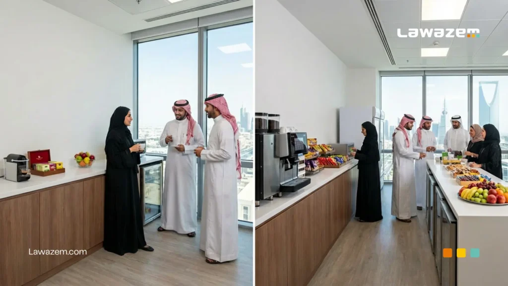 تموين المطبخ المكتبي حسب حجم الشركة