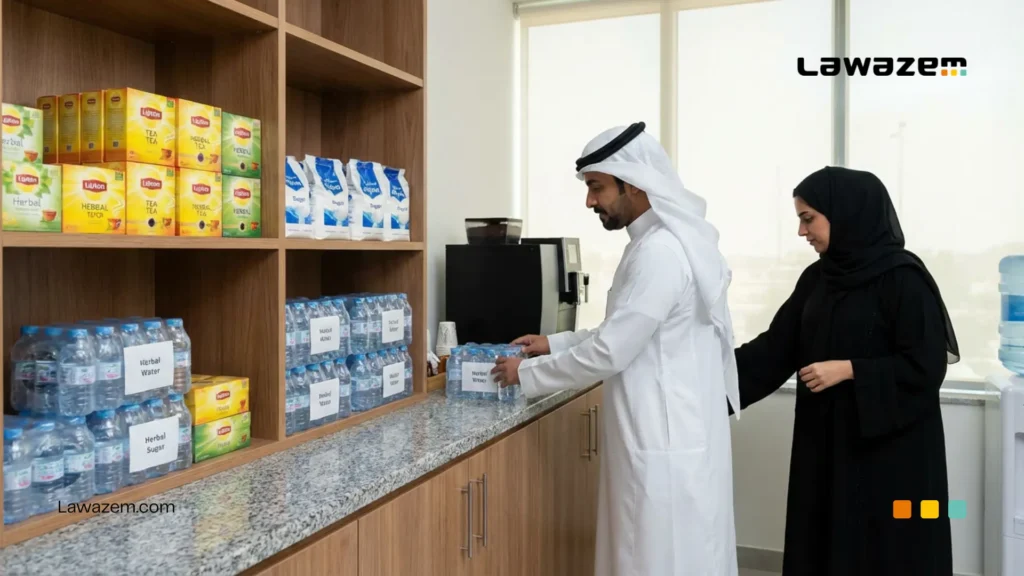 تموين المطبخ المكتبي قائمة المشتريات الشهرية